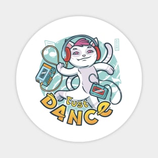 Cute White Cat Just Dance Magnet